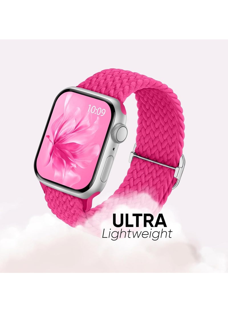 6 Pack Braided Stretchy Bands Compatible with Apple Watch Band 38mm 40mm 41mm 42mm Women Men, Adjustable Nylon Solo Loop Elastic Straps for iWatch Series 10 9 8 7 6 5 4 3 SE Ultra