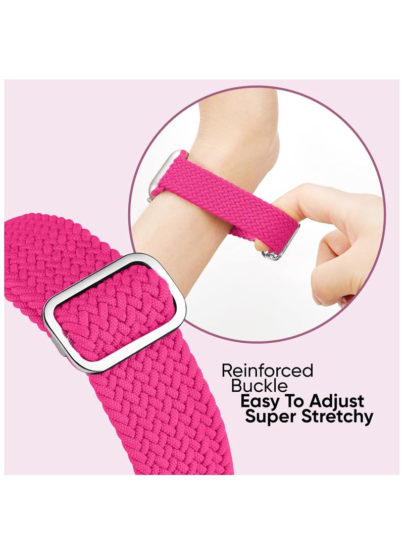 6 Pack Braided Stretchy Bands Compatible with Apple Watch Band 38mm 40mm 41mm 42mm Women Men, Adjustable Nylon Solo Loop Elastic Straps for iWatch Series 10 9 8 7 6 5 4 3 SE Ultra