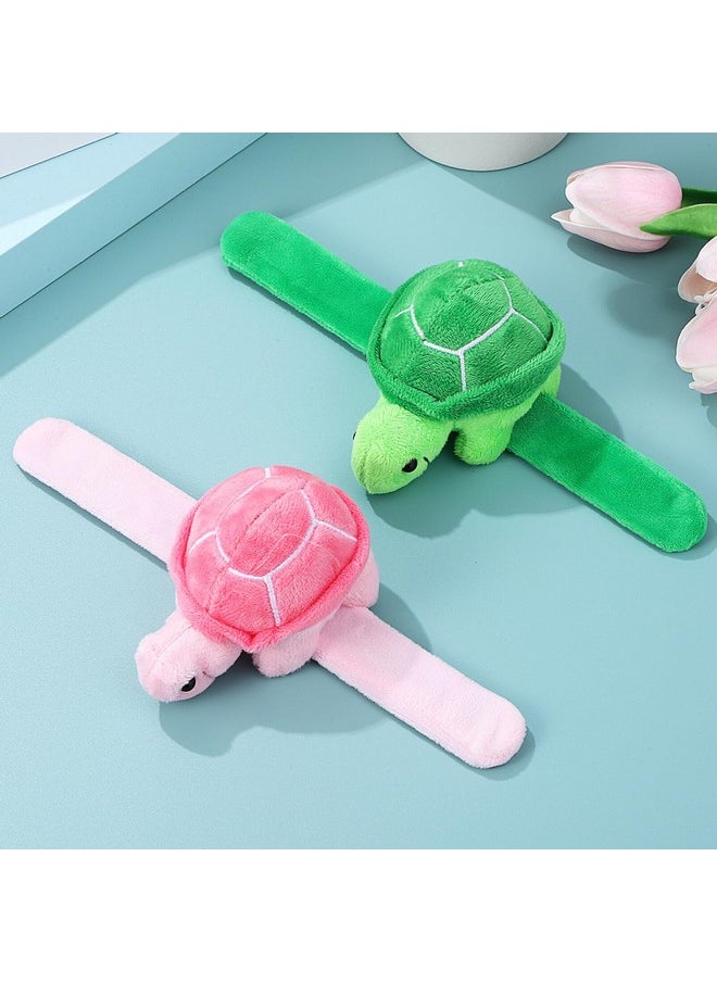2Pcs Animal Slap Bracelets For Kids, Stuffed Animal Plush Slap Bracelets Bulk, Plush Turtle Wrist Slap Band Toy For Girls Boys Birthday Party Favors