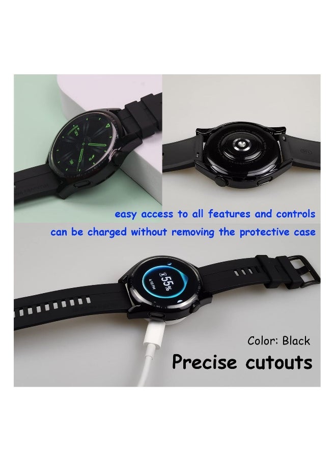 Protective Case compatible with Huawei Watch GT 3 46mm, 3 Pack All-around Flexible TPU Case with Screen Protector (Black, Transparent)