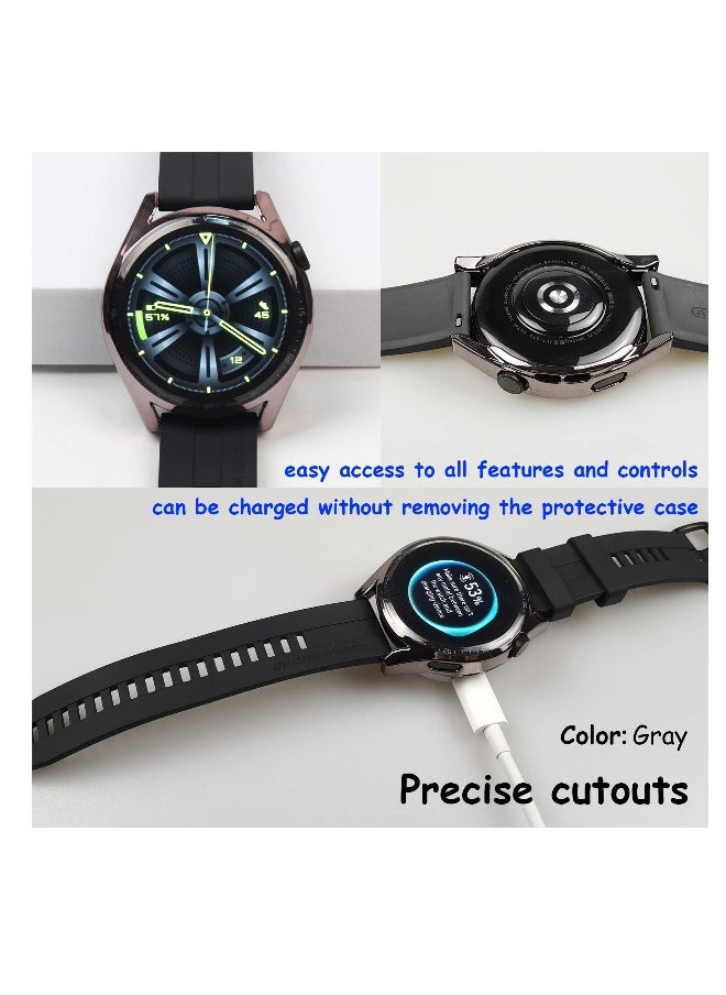 Protective Case compatible with Huawei Watch GT 3 46mm, 3 Pack All-around Flexible TPU Case with Screen Protector (Black, Transparent)