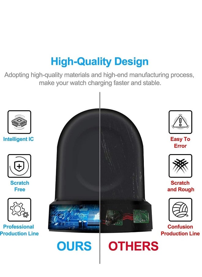 Charger for Samsung Galaxy Watch 42mm 46mm Wireless Fast  Dock Smart gear S3 Portable Charging Cradle stand with USB Cable Black