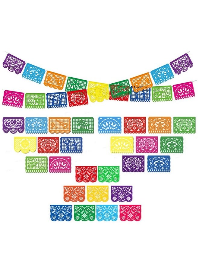 DomeStar 3PCS 54 Ft Mexican Party Banners, Papel Picado Banner Cinco De Mayo Decorations Dia De Los Muertos Day of The Dead Decorations Birthday Party Supplies，27 Patterns 54 Feet Long in Total