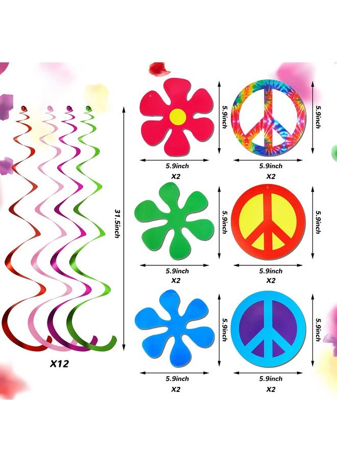 Tenare 15 Pieces Tie Dye Party Happy Birthday Banner Pennant Banner and 60's Hippie Theme Party Foil Swirl Decor for Tie Dye Party Art Classic 60s 70s Theme Hippie Carnival Party Shower Birthday Party