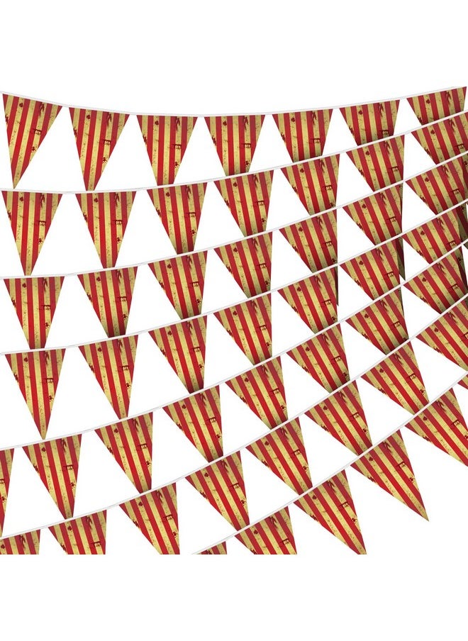 5 Packs Circus Decorations Creepy Carnival Decorations Halloween Pennant Banner Red and White Striped Banner Bloody for Halloween Party Carnival Birthday Decorations, 7.9 x 11.8 Inches