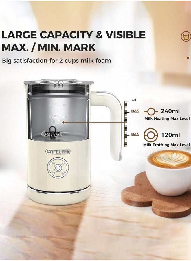 Electric Milk Frother, 4 IN 1 Automatic Milk Foamer, 8.5oz/240ml Hot and Cold Coffee Frother and Milk Warmer for Latte, Cappuccinos, Macchiato