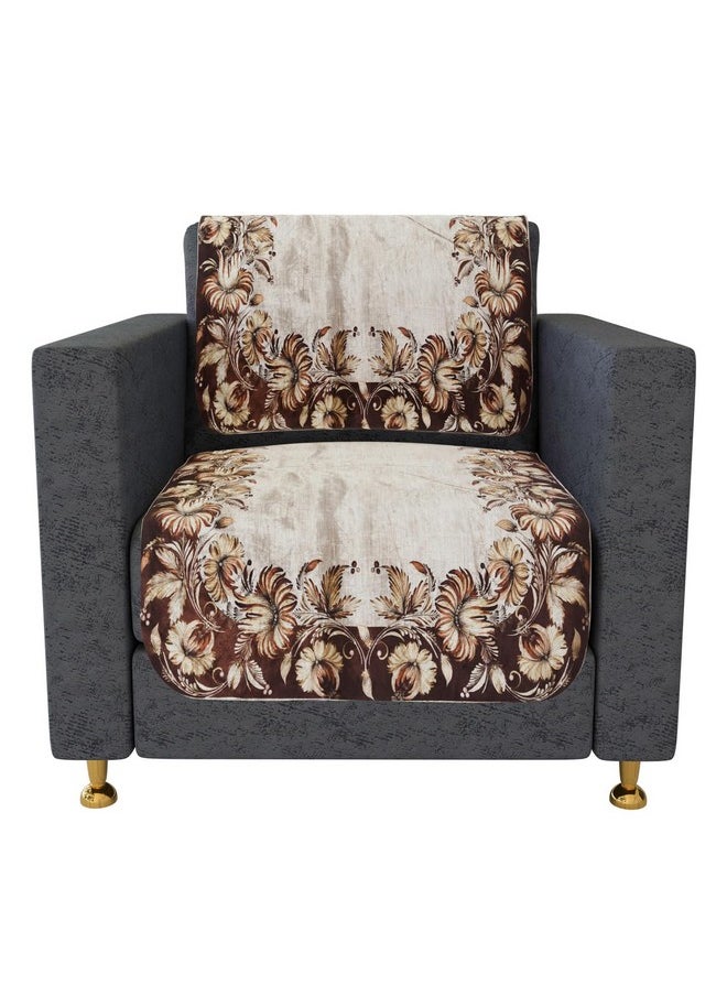 Kuber Industries Sofa Cover Set | Sofa Slip Cover Set | Brown Flower Sofa Cover | Velvet 5 Seater Couch Cover | Sofa Slipcover Set | Sofa Cover for Living Room | Golden
