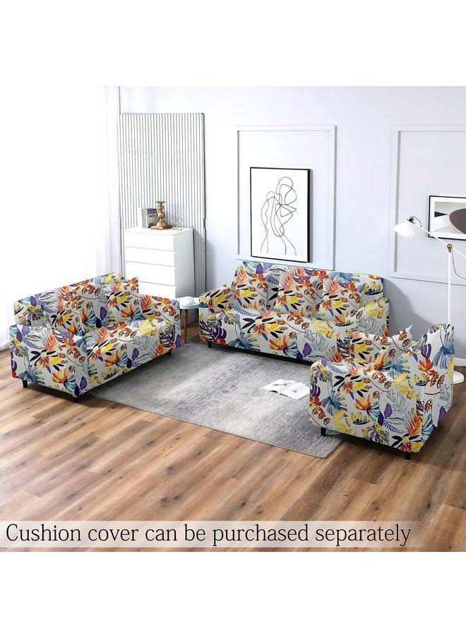Cortina Three Seater Sofa Cover, Polyster Spandex Stretchable Elastic Sofacover, Printed Design (Yellow)