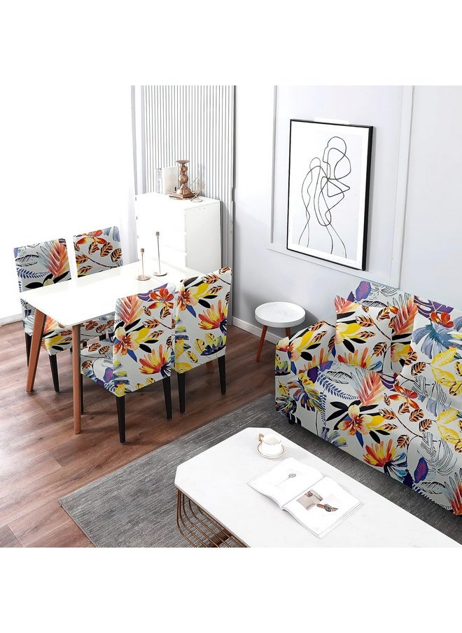 Cortina Three Seater Sofa Cover, Polyster Spandex Stretchable Elastic Sofacover, Printed Design (Yellow)