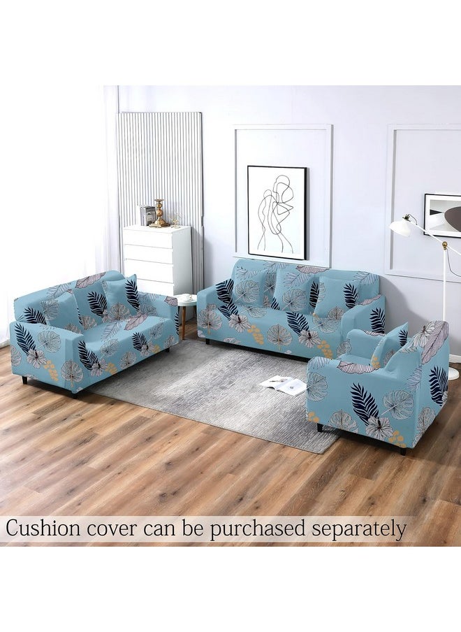 Cortina Two Seater Sofa Cover, Polyster Spandex Stretchable Elastic Sofacover, Printed Design (Blue)