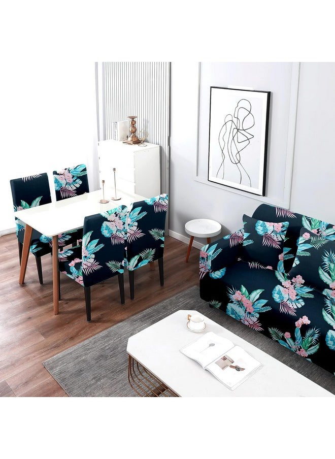 Cortina Three Seater Sofa Cover, Polyster Spandex Stretchable Elastic Sofacover, Printed Design (Black)