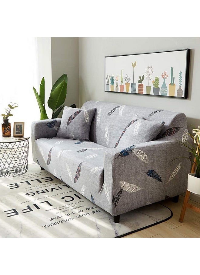 House of Quirk Universal Triple Seater Sofa Cover Big Elasticity Cover for Couch 140 GSM Sofa Slipcover (Grey Fern, 185-230cm)