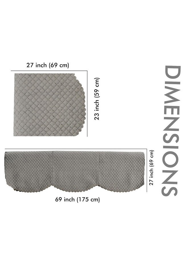 Yellow Weaves 5 Seater Self Design Quilted Sofa Cover and Chair Cover, Seat & Back Cover, Color - Dark Grey