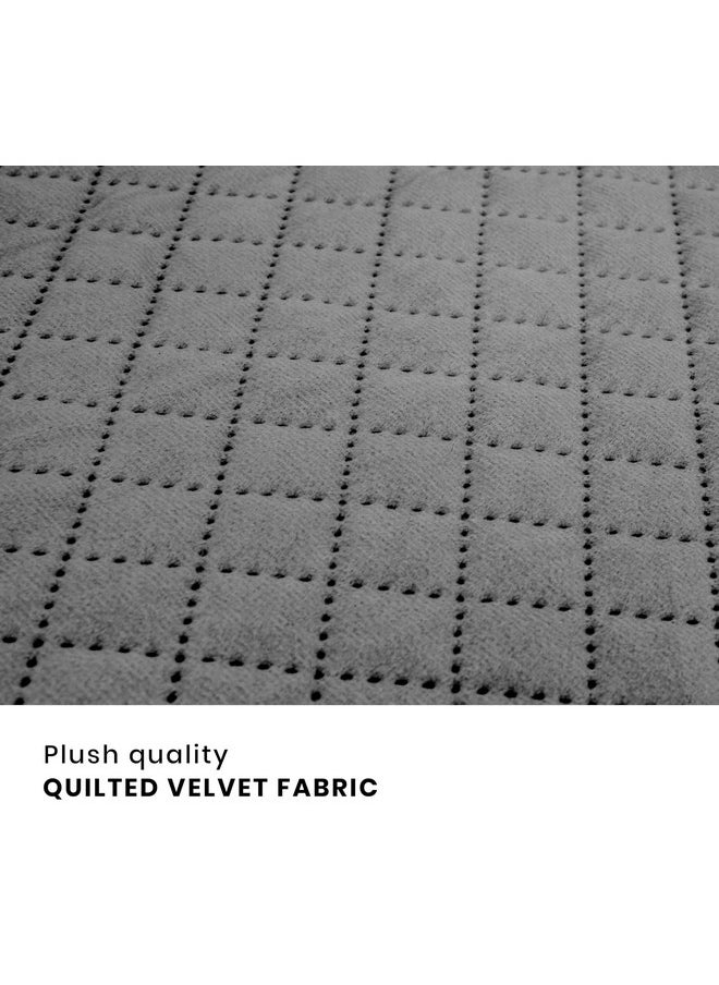Yellow Weaves 5 Seater Self Design Quilted Sofa Cover and Chair Cover, Seat & Back Cover, Color - Dark Grey