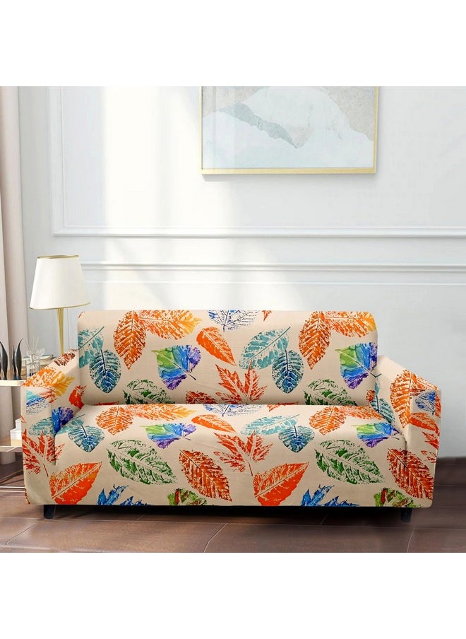 Cortina Three Seater Sofa Cover, Polyster Spandex Stretchable Elastic Sofacover, Printed Design (Beige)