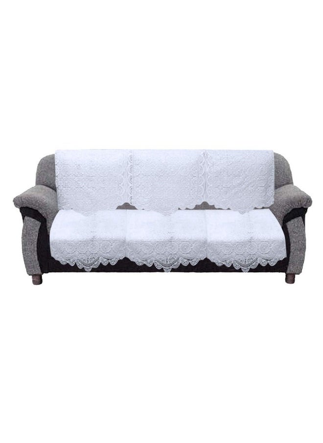 Kuber Industries Premium Sofa Cover|Chikankari Cotton Fabric|6 Pieces Cotton 5 Seater Sofa Cover Set (White)