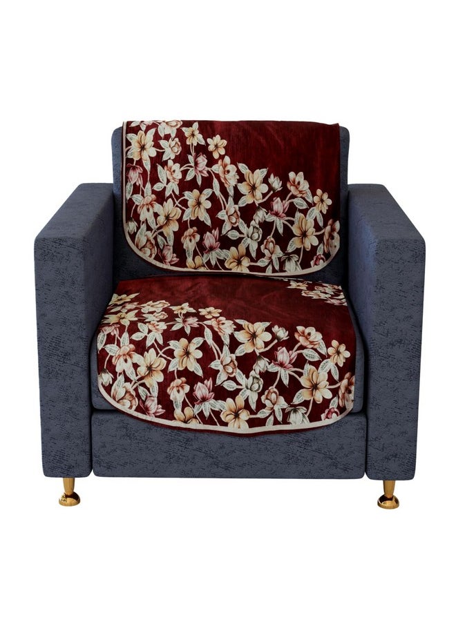 Kuber Industries Sofa Cover Set | Sofa Slip Cover Set | Side Flower Sofa Cover | Velvet 5 Seater Couch Cover | Sofa Slipcover Set | Sofa Cover for Living Room | Maroon