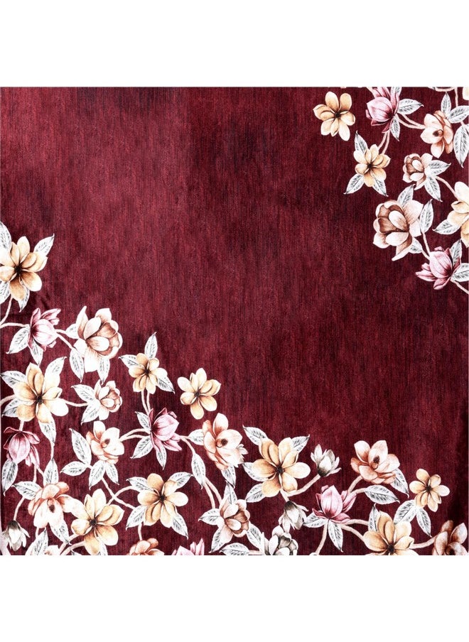 Kuber Industries Sofa Cover Set | Sofa Slip Cover Set | Side Flower Sofa Cover | Velvet 5 Seater Couch Cover | Sofa Slipcover Set | Sofa Cover for Living Room | Maroon