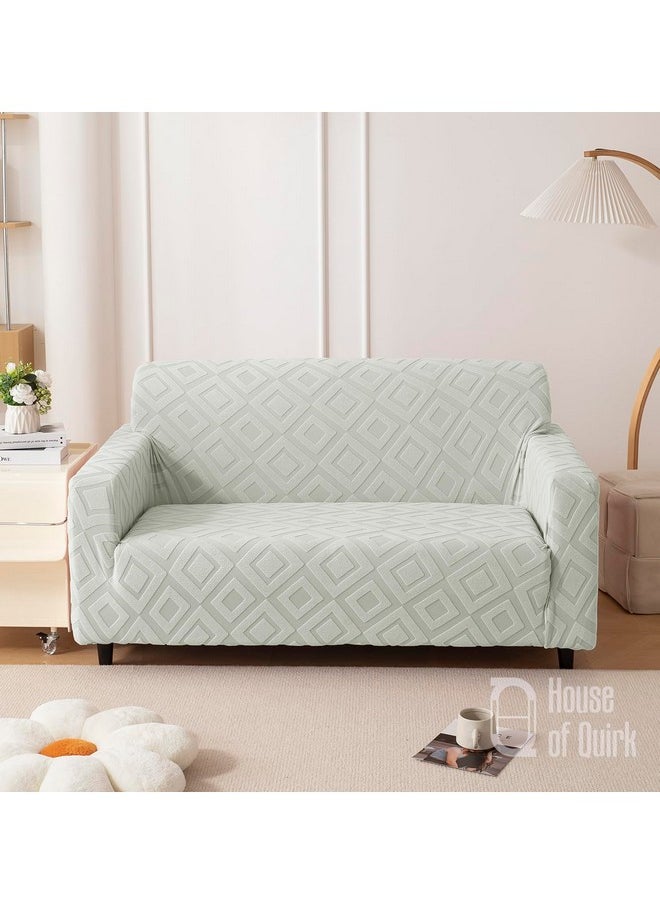 House of Quirk Universal Double Seater Jacquard Fabric Diamond Texture Sofa Cover 220 GSM Soft Touching Cover for Couch Flexible Stretch Sofa Slipcover (Smoke, 145-185CM)