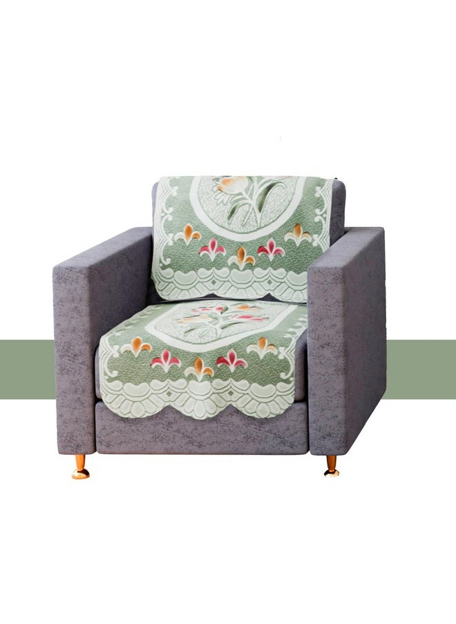 Kuber Industries Sofa Cover | Net Sofa Slipcover Set | 5 Seater Sofa Cover for Hall | Couch Sofa Cover Set | Sofa Cover for Home | Sofa Cover for Living Room | Tulip Printed | Green