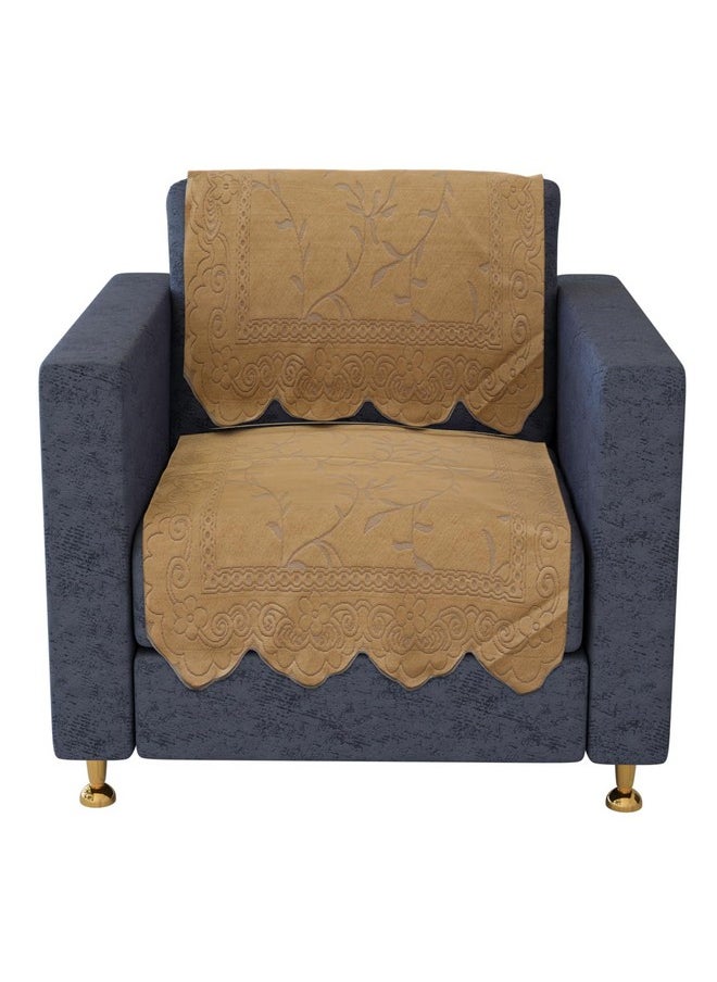 Kuber Industries Sofa Cover | Net Sofa Slipcover Set | Sofa Cover for Living Room | Sofa Slip Cover for Hall | 5-Seater Sofa Cover for Home Decor | Self Ginger Sofa Cover Set | Golden