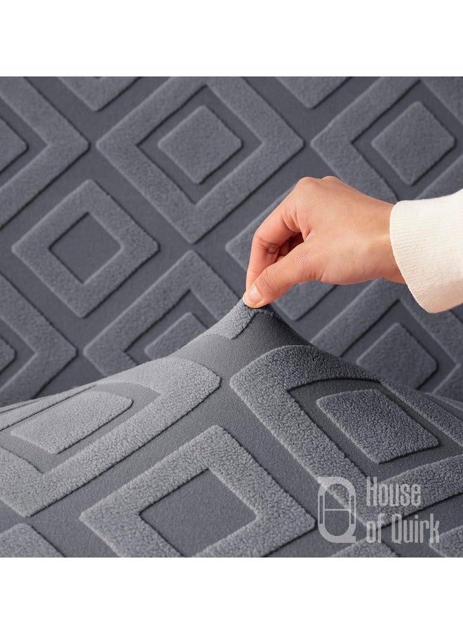 House of Quirk Universal Four Seater Jacquard Fabric Diamond Texture Sofa Cover 220 GSM Soft Touching Cover for Couch Flexible Stretch Sofa Slipcover (Charcoal, 230-300CM)