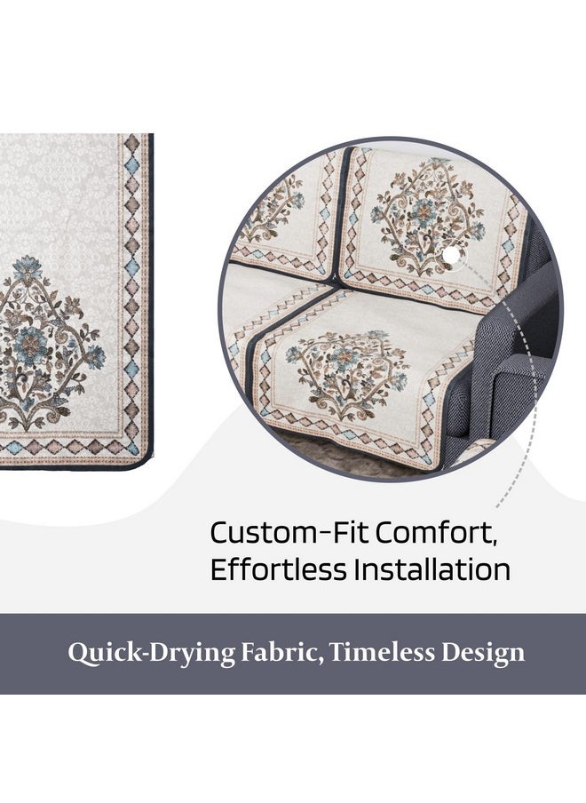 Kuber Industries Sofa Cover | Net 2+1 Seater Sofa Slip Cover Set | Couch Sofa Cover Set | Sofa Cover for Home | Sofa Slipcover for Living Room | Flower Digital Embroidery Print-730 | Green