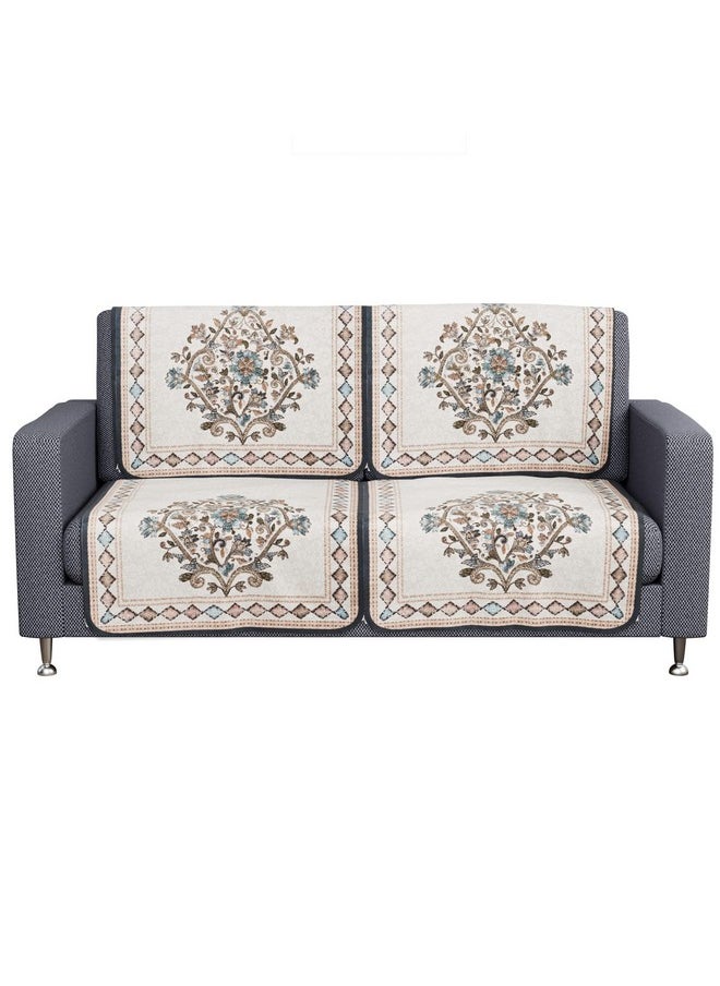 Kuber Industries Sofa Cover | Net 2+1 Seater Sofa Slip Cover Set | Couch Sofa Cover Set | Sofa Cover for Home | Sofa Slipcover for Living Room | Flower Digital Embroidery Print-730 | Green