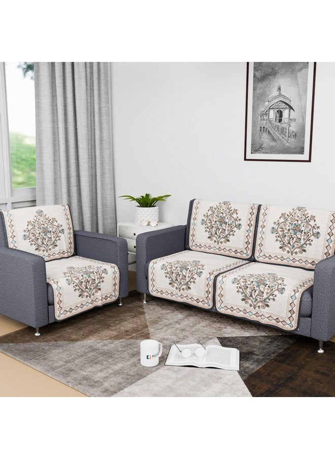 Kuber Industries Sofa Cover | Net 2+1 Seater Sofa Slip Cover Set | Couch Sofa Cover Set | Sofa Cover for Home | Sofa Slipcover for Living Room | Flower Digital Embroidery Print-730 | Green