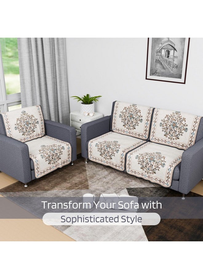 Kuber Industries Sofa Cover | Net 2+1 Seater Sofa Slip Cover Set | Couch Sofa Cover Set | Sofa Cover for Home | Sofa Slipcover for Living Room | Flower Digital Embroidery Print-730 | Green