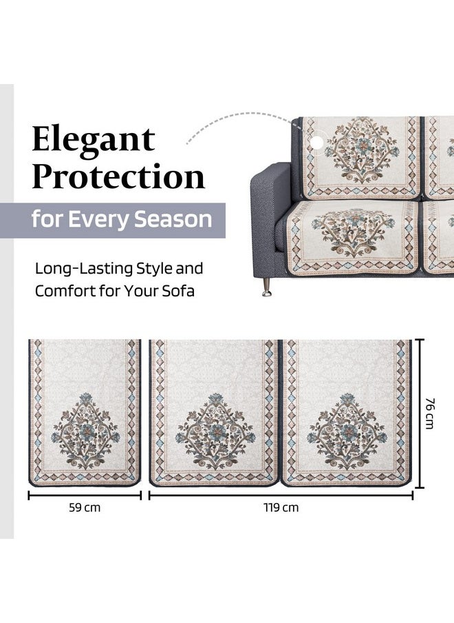 Kuber Industries Sofa Cover | Net 2+1 Seater Sofa Slip Cover Set | Couch Sofa Cover Set | Sofa Cover for Home | Sofa Slipcover for Living Room | Flower Digital Embroidery Print-730 | Green