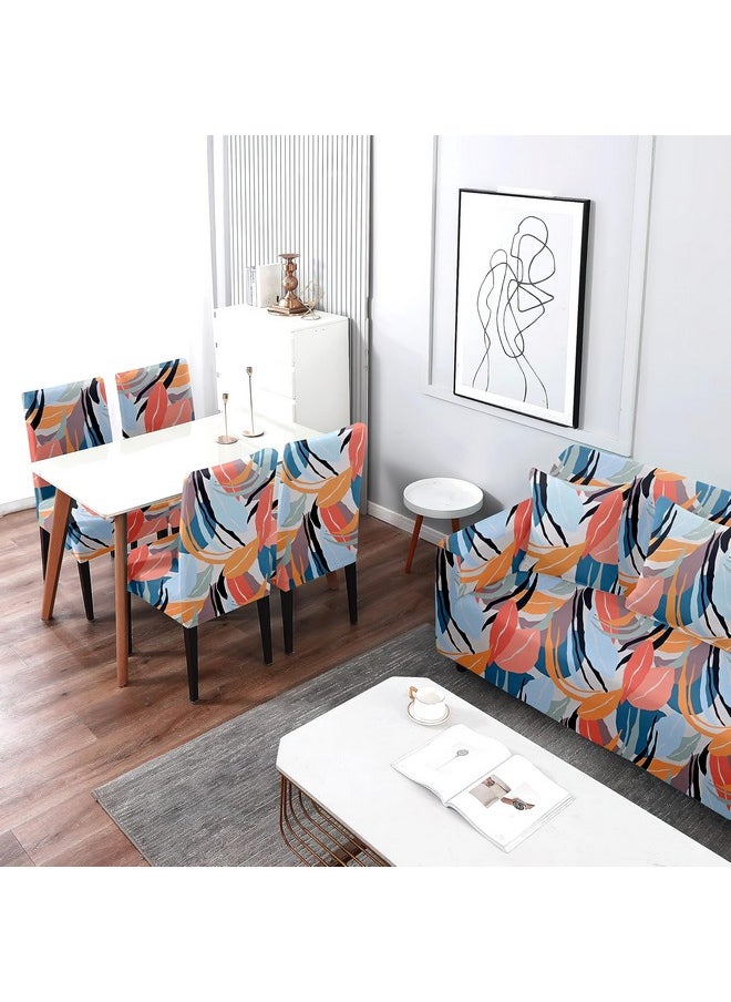 Cortina Three Seater Sofa Cover, Polyster Spandex Stretchable Elastic Sofacover, Printed Design (Orange)