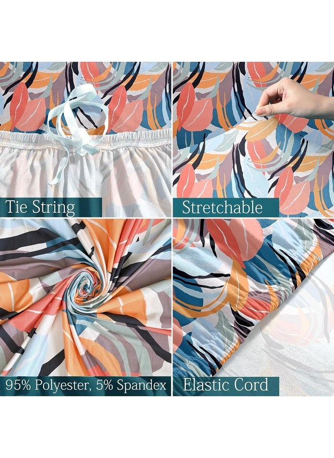 Cortina Three Seater Sofa Cover, Polyster Spandex Stretchable Elastic Sofacover, Printed Design (Orange)