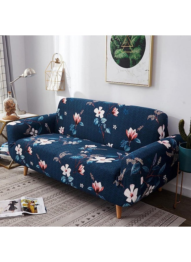 House of Quirk Universal Single Seater Sofa Cover Big Elasticity Cover for Couch 140 GSM Sofa Slipcover (Dark Blue Lotus, 90-145cm)