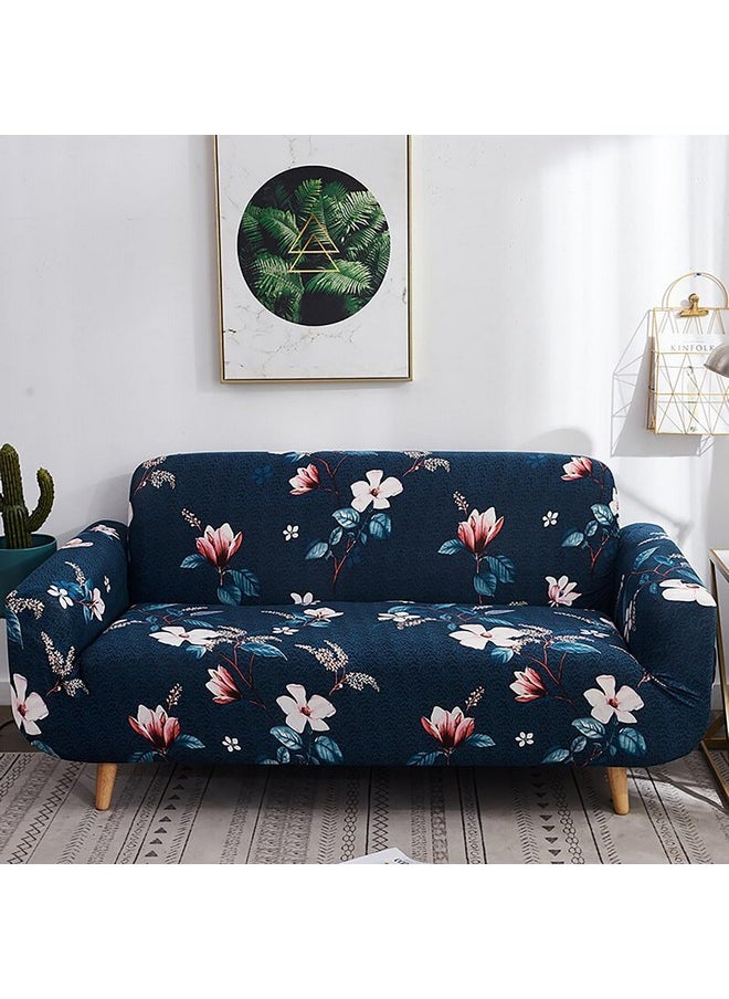 House of Quirk Universal Single Seater Sofa Cover Big Elasticity Cover for Couch 140 GSM Sofa Slipcover (Dark Blue Lotus, 90-145cm)