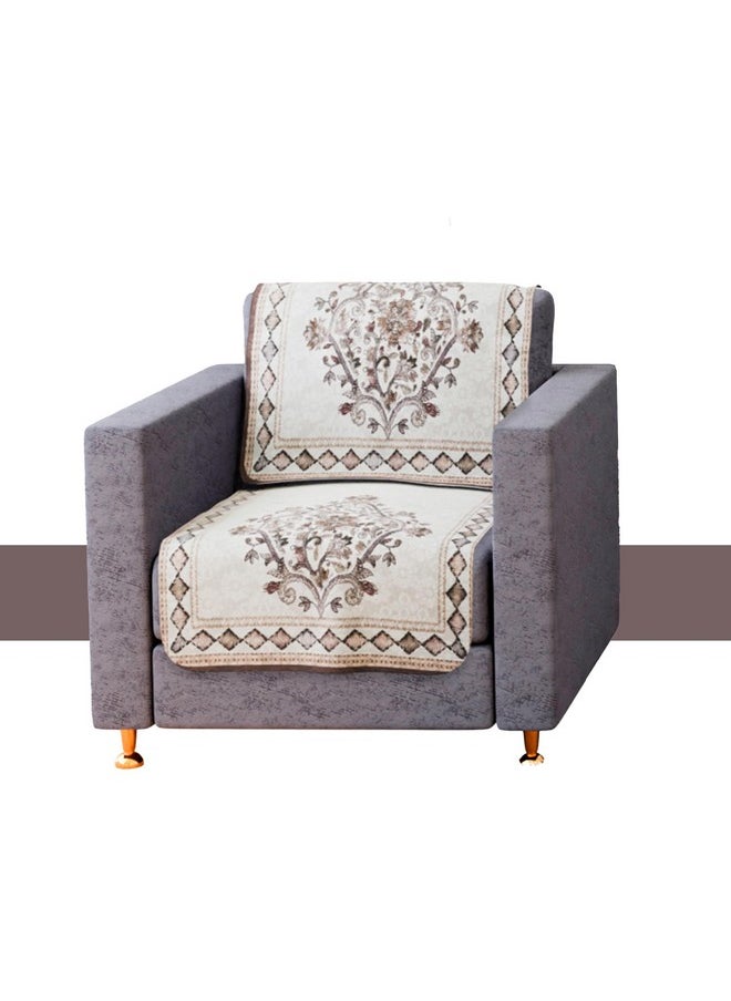 Kuber Industries Sofa Cover | Net Sofa Slipcover Set | 5 Seater Sofa Cover for Hall | Couch Sofa Cover Set | Sofa Cover for Home & Living Room | Flower Digital Embroidery Print-730 | Brown