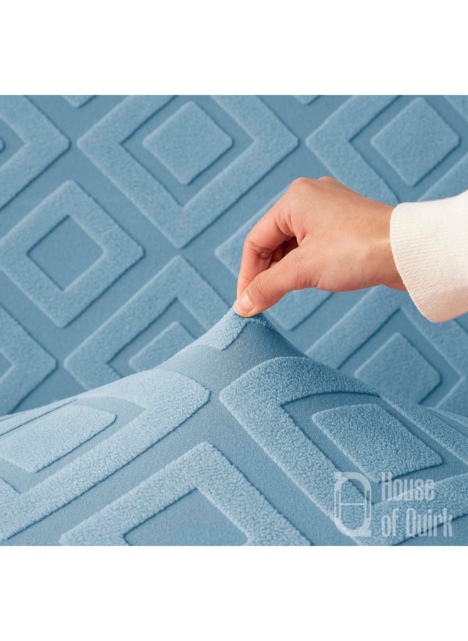 House of Quirk Universal Triple Seater Jacquard Fabric Diamond Texture Sofa Cover 220 GSM Soft Touching Cover for Couch Flexible Stretch Sofa Slipcover (Blue, 185-230CM)