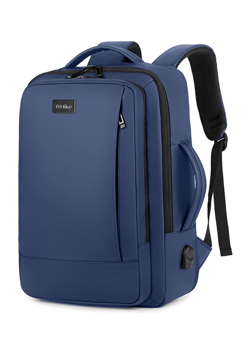 Hike Premium Durable Shoulder Backpack Water Resistant Two-Way Loader Expandable Casual Daypack with Built in USB Port for Men and Women, HK1905-BLUE