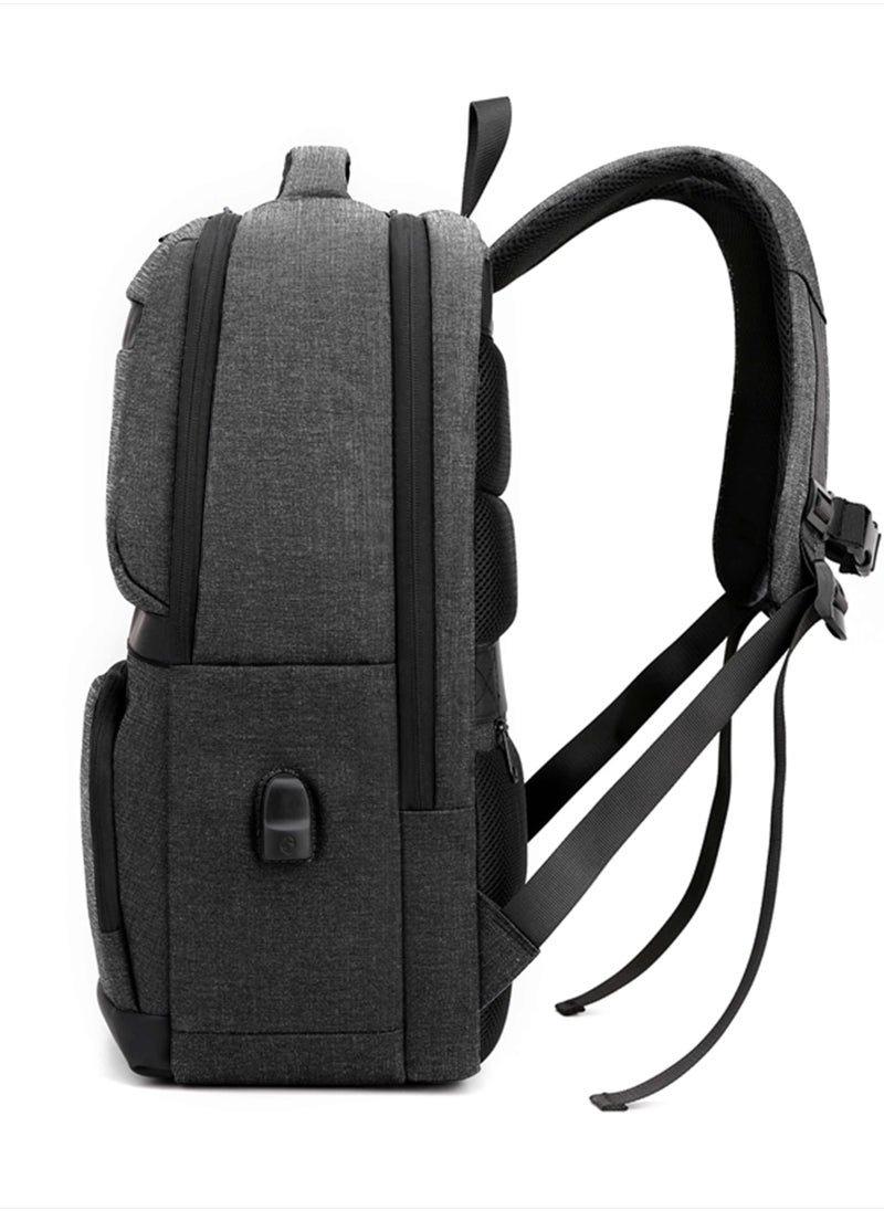 Hike Premium Computer Backpack Durable 17inch Business Casual Daypack with Built in USB Port for Men Women in Travel Office School College, HK2111-BLACK