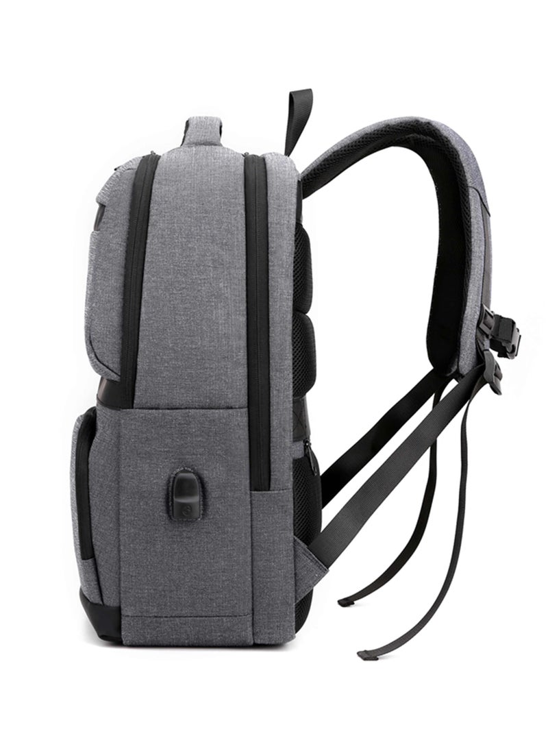 Hike Premium Computer Backpack Durable 17inch Business Casual Daypack with Built in USB Port for Men Women in Travel Office School College, HK2111-GREY