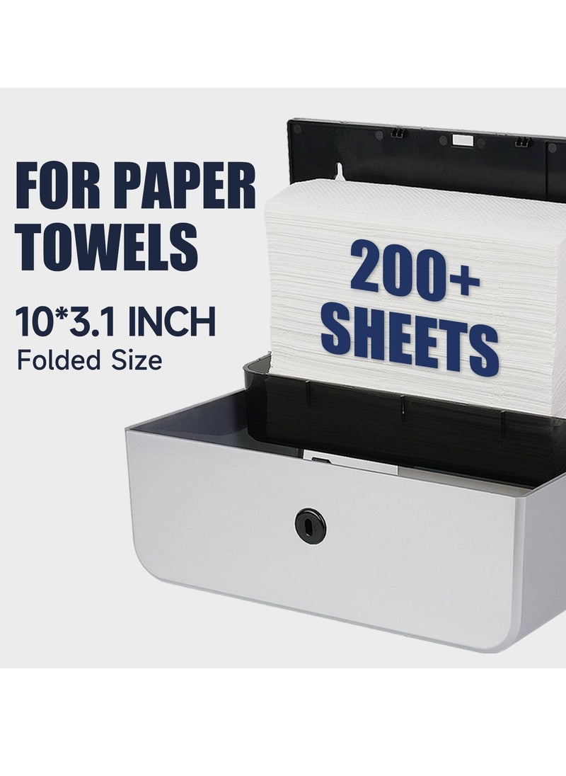 Multifold Paper Towel Dispenser, Wall Mount Tissue Dispenser With Smart Lock, Long Lasting Durable Tissue Box Holder, Tissue Storage Dispenser For Home Kitchen Office Bathroom, (1pc, White)