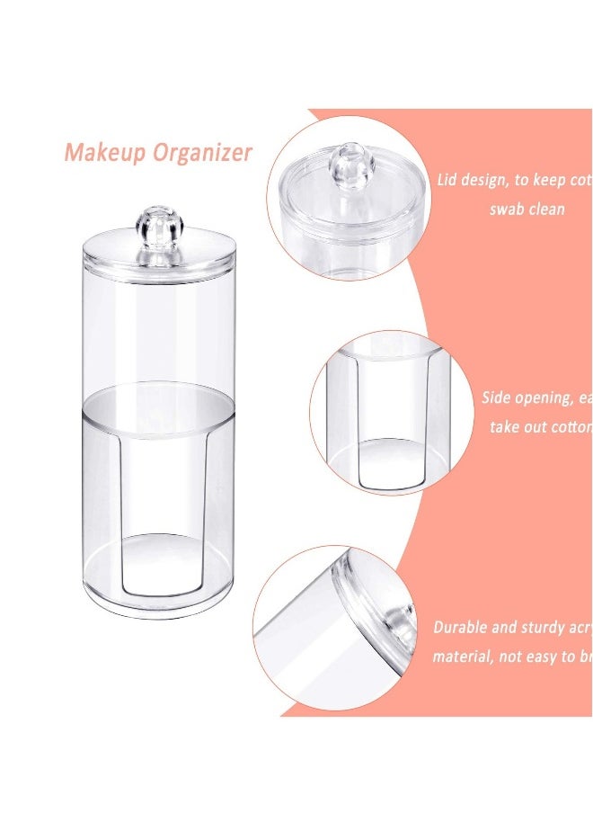 Cotton Buds Dispenser Makeup Organiser Bathroom Storage Cotton Swabs Holder Cotton Pad Container with Lid 2 Cylinder