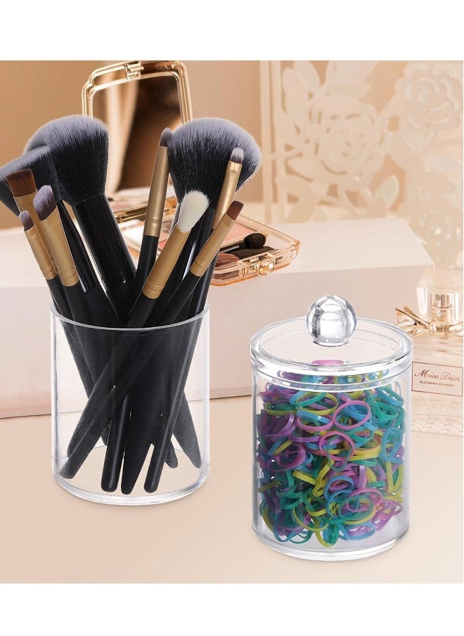 Cotton Buds Dispenser Makeup Organiser Bathroom Storage Cotton Swabs Holder Cotton Pad Container with Lid 2 Cylinder