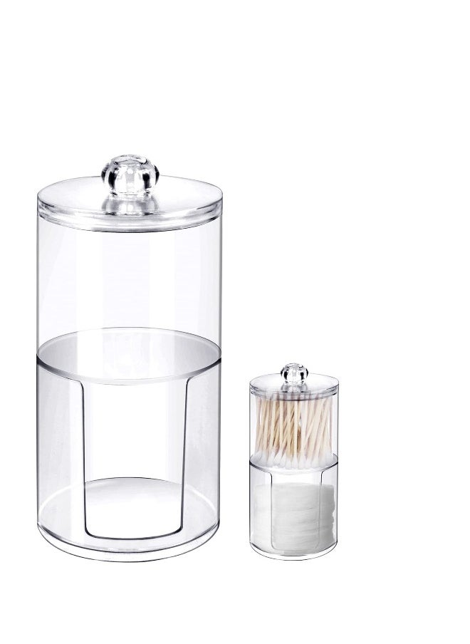 Cotton Buds Dispenser Makeup Organiser Bathroom Storage Cotton Swabs Holder Cotton Pad Container with Lid 2 Cylinder