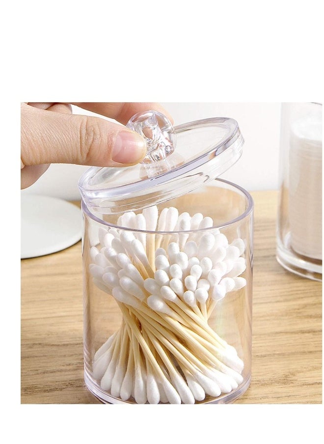 Cotton Buds Dispenser Makeup Organiser Bathroom Storage Cotton Swabs Holder Cotton Pad Container with Lid 2 Cylinder