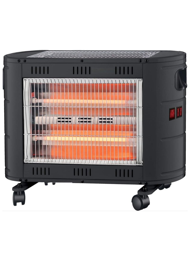 Electric Quartz Heater 2000W 3 Heating Zone Auto Shut-off.