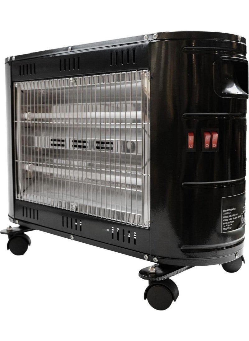 Electric Quartz Heater 2000W 3 Heating Zone Auto Shut-off.