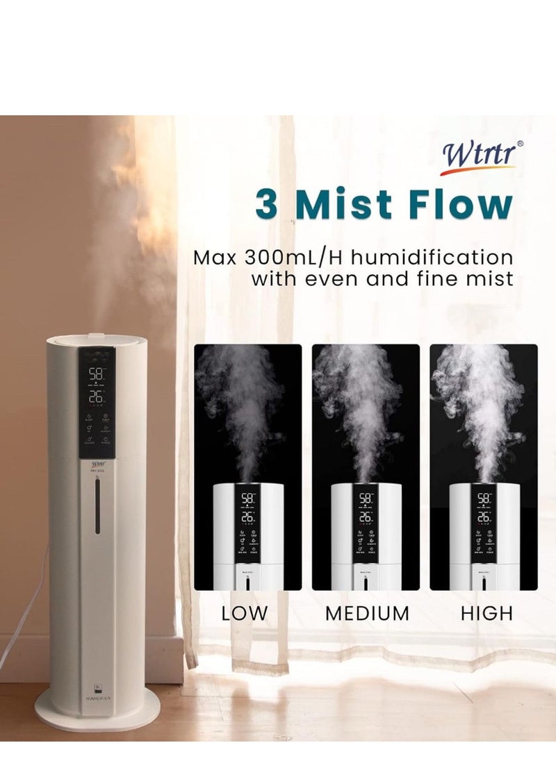 Wtrtr 9L-10L Humidifiers, Floor humidifier Bedroom Humidifiers for Large Room with Extended Tube, Room Cool Mist Humidifier (9L)