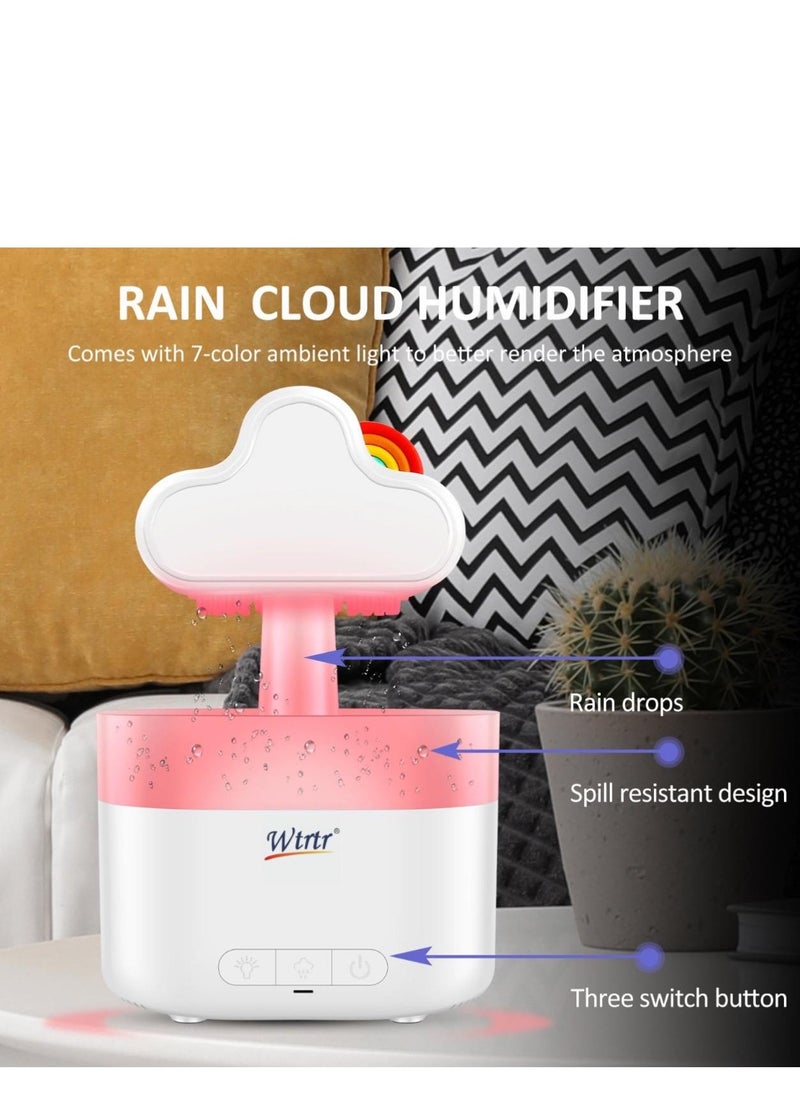 Rain Cloud Humidifier Water Drip, Essential Oil Diffuser for Home Bedroom Aroma, Rainbow Humidifier With Calming Rain Sounds to Help Sleeping & Stress,White