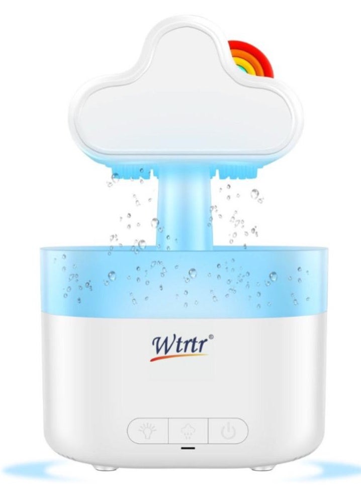 Rain Cloud Humidifier Water Drip, Essential Oil Diffuser for Home Bedroom Aroma, Rainbow Humidifier With Calming Rain Sounds to Help Sleeping & Stress,White